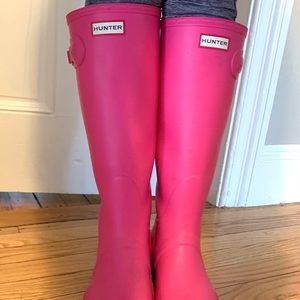 Tall Matte Pink Hunter Boots